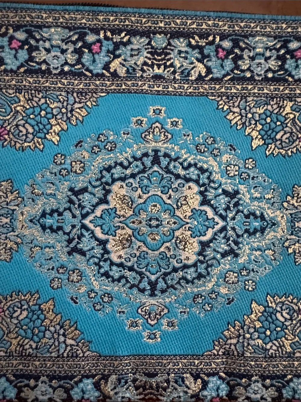 Turquoise Bohemian Embroidered Zip Clutch